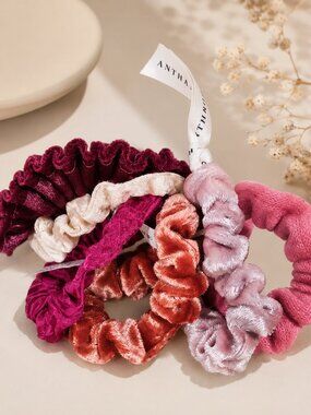 Anthropologie Velvet & Satin Scrunchie 6pc Set - NWT